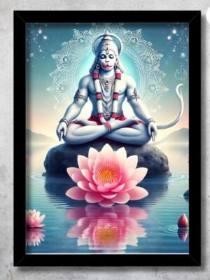 meditating hanuman photo frame to reduce anger & aggression