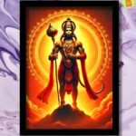 veer hanuman photo frame standing with gada for confidence