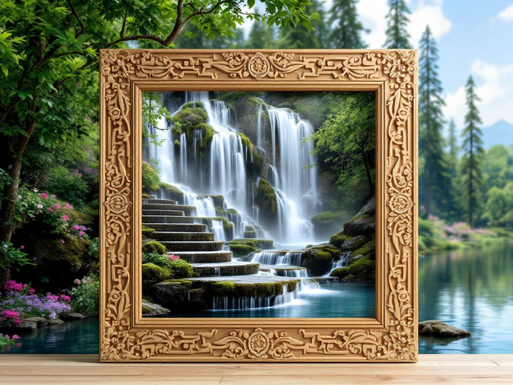 waterfall vastu photo frame for prosperity