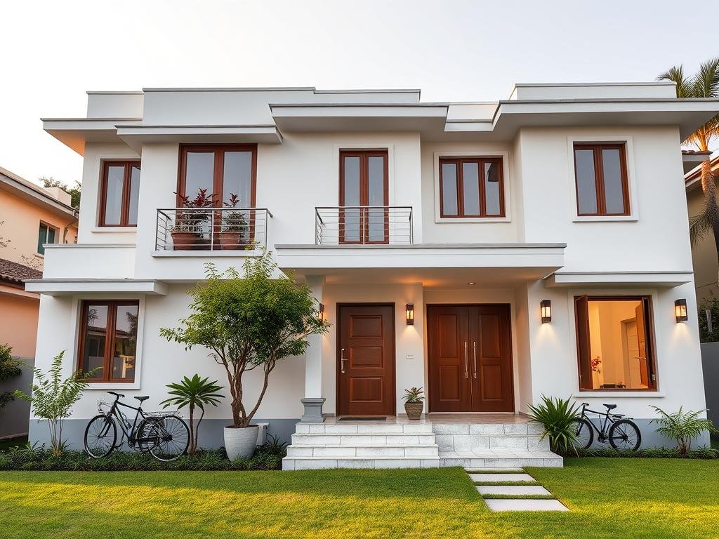 A west-facing house with Vastu-compliant color scheme and plant placement
