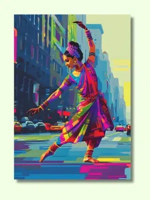 bharatanatyam dancer street art poster – 30x45 cm photo