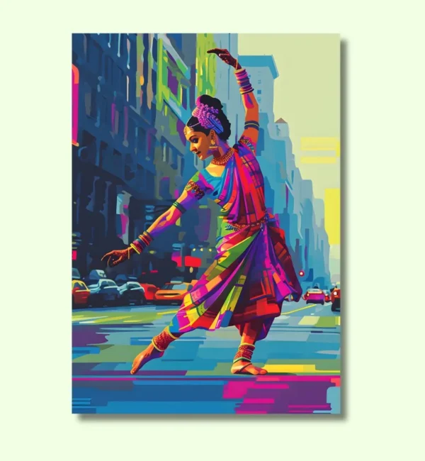 bharatanatyam dancer street art poster – 30x45 cm photo