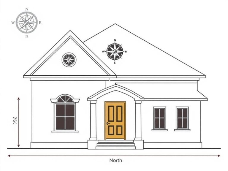Diagram showing north facing house orientation with compass directions