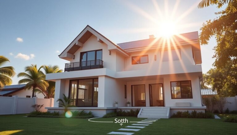 South facing house with proper Vastu design showing sunlight patterns