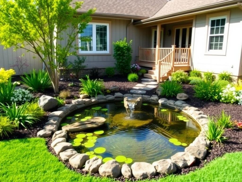 Water feature in northeast corner of a south facing property Water feature in northeast corner of a south facing property