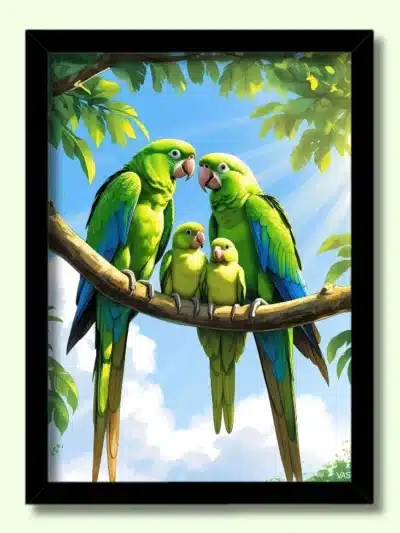 energized parrot photo frame | vastu wall painting for home