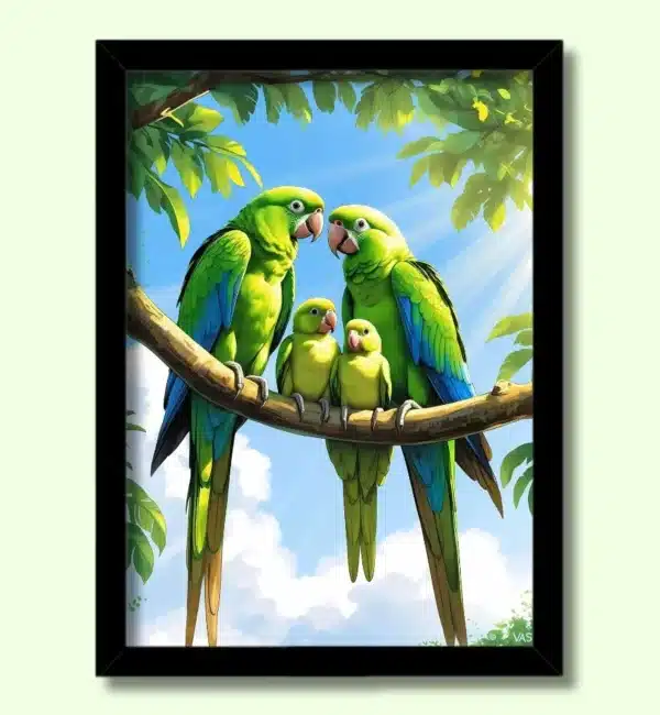 energized parrot photo frame | vastu wall painting for home