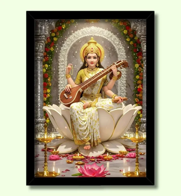 mata saraswati photo frame big size | maa saraswati hd photo