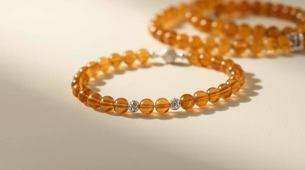 citrine stone, bracelet and mala product display image
