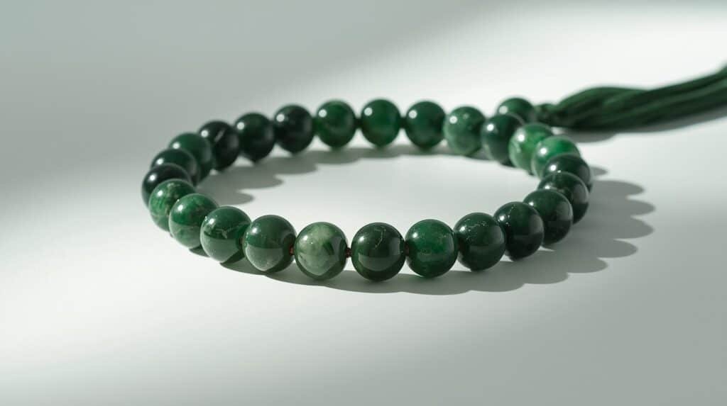 green jade stone, bracelet and mala product display image